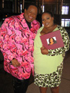 Harvey Star and Julia Hudson, sister of Jennifer Hudson, posing at Bedazzled Show - Chicago (161,186 bytes)